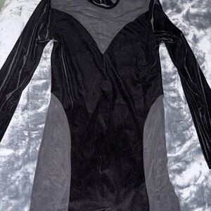 Elegant Black and mesh Long Sleeve romper